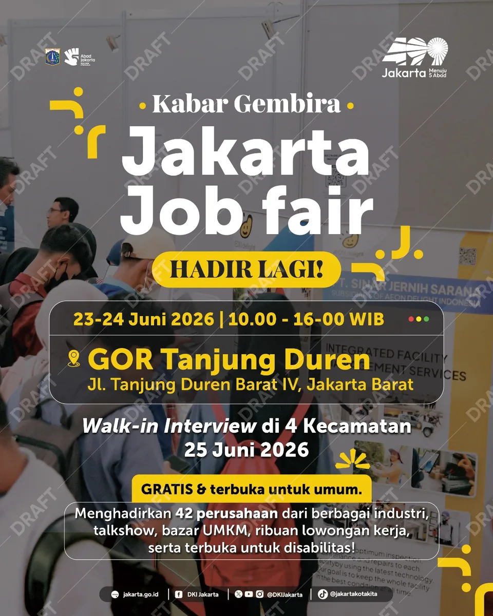 Job Fair Kabupaten Dharmasraya 2026 (Suku Dinas TKTE Wilayah Kabupaten Dharmasraya Barat) : 23-24 Juni 2026